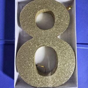 Party City Gold Glitter Number 8 Cake Topper